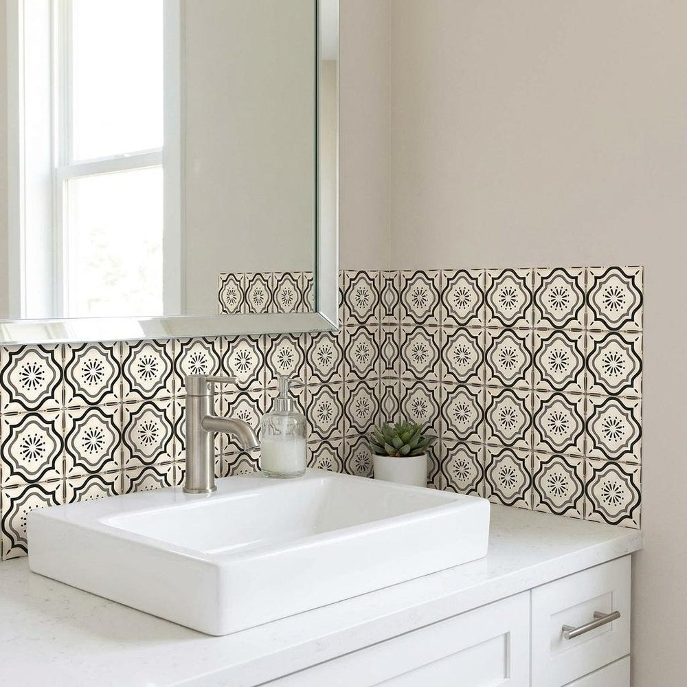 6" X 6" Black And White Mosaic Peel And Stick Removable Tiles HomeRoots