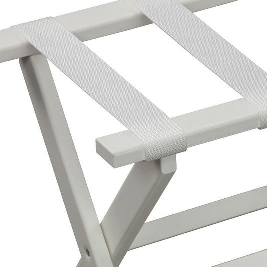 Earth Friendly White Folding Luggage Rack With White Straps HomeRoots