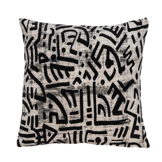 Black And White Abstract Velvet Throw Pillow FurniFindUSA