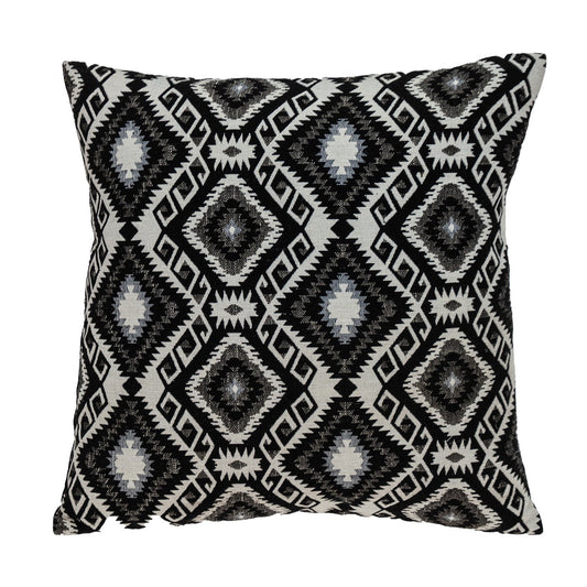 Jet Black And White Geo Throw Pillow FurniFindUSA