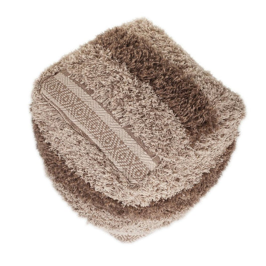 18" Beige Striped Pouf Ottoman HomeRoots