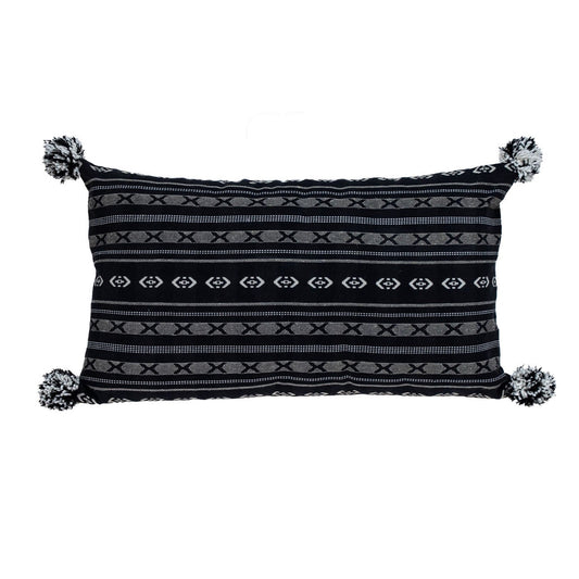 Black And Gray X Pom Throw Pillow FurniFindUSA
