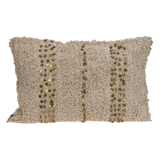 Boho Woven Shaggy Sequin Lumbar Pillow FurniFindUSA