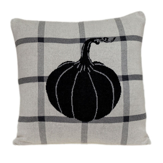Grey Plaid Pumpkin Throw Pillow FurniFindUSA