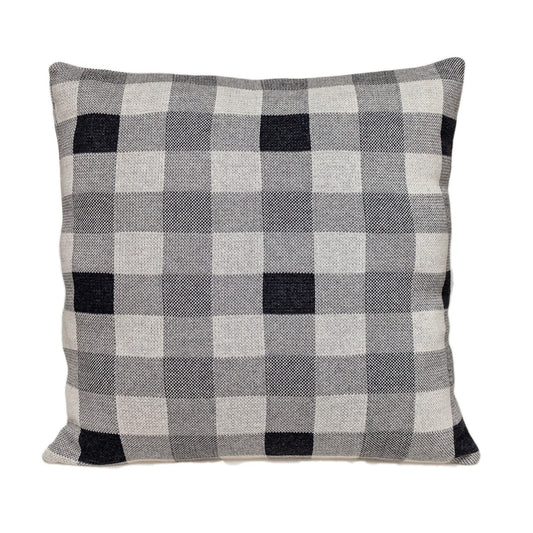 Lead Grey Checkered Pillow FurniFindUSA