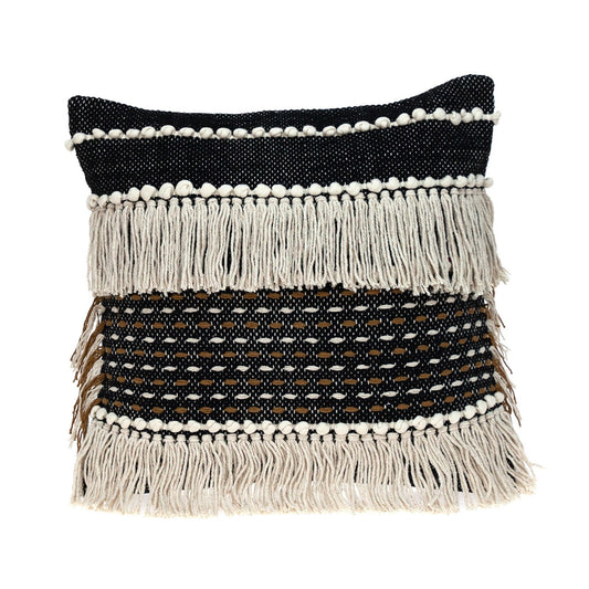 Black And Ivory Textured Throw Pillow FurniFindUSA