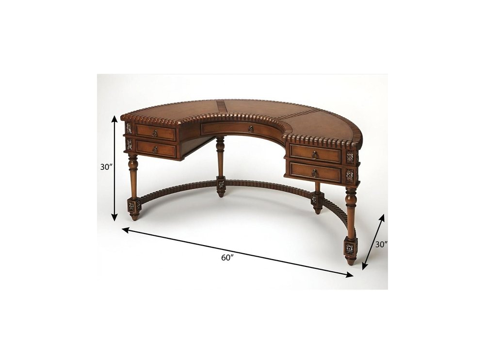 60" Dark Brown Solid Wood Kidney Writing Desk HomeRoots