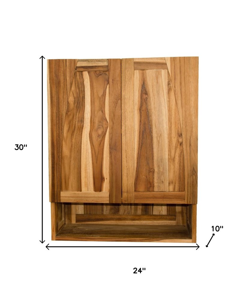 24" Brown Solid Wood Frame Wall Mounted Accent Cabinet HomeRoots