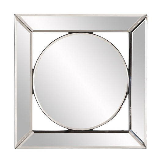 12" Round in Square Glass Framed Accent Mirror HomeRoots
