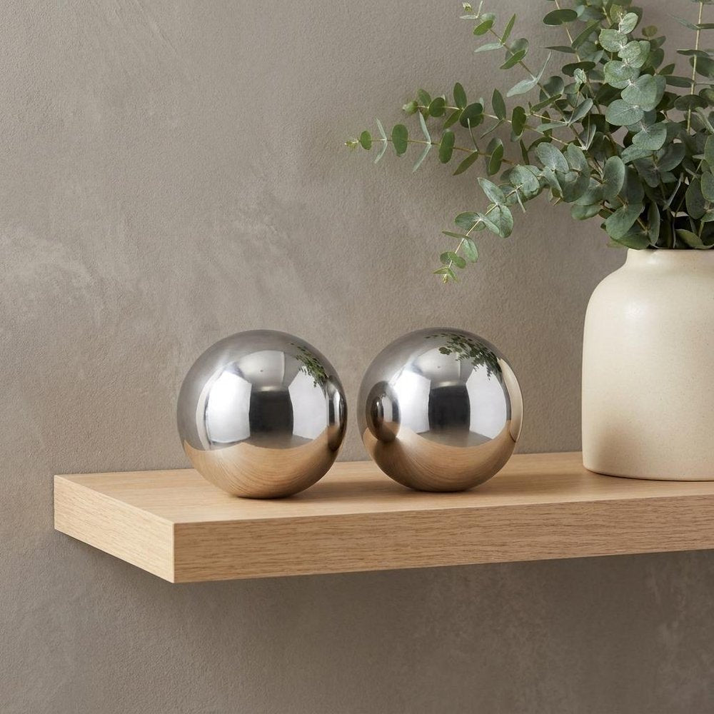 3" Silver Metal Decorative Orb HomeRoots