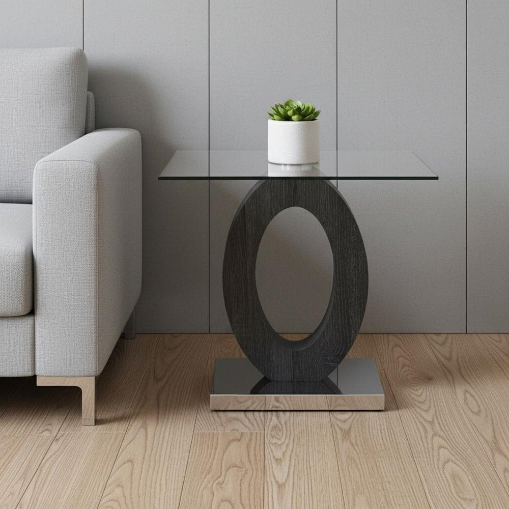 20" White, Grey And Clear Glass Oval End Table HomeRoots