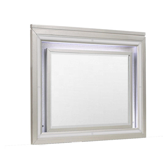 38" Champagne Wood Lighted Mounted Accent Mirror HomeRoots