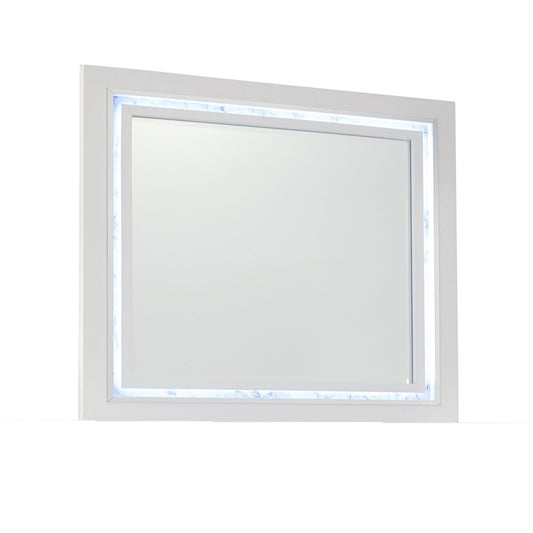 41" White Faux Marble Wood Lighted Mounted Accent Mirror HomeRoots