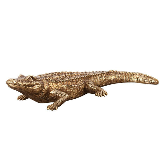 Golden Crocodile Brass Finish Sculpture HomeRoots