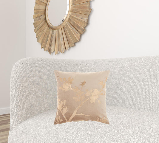 Pink Accent Throw Pillow With Rose Gold Floral Design FurniFindUSA