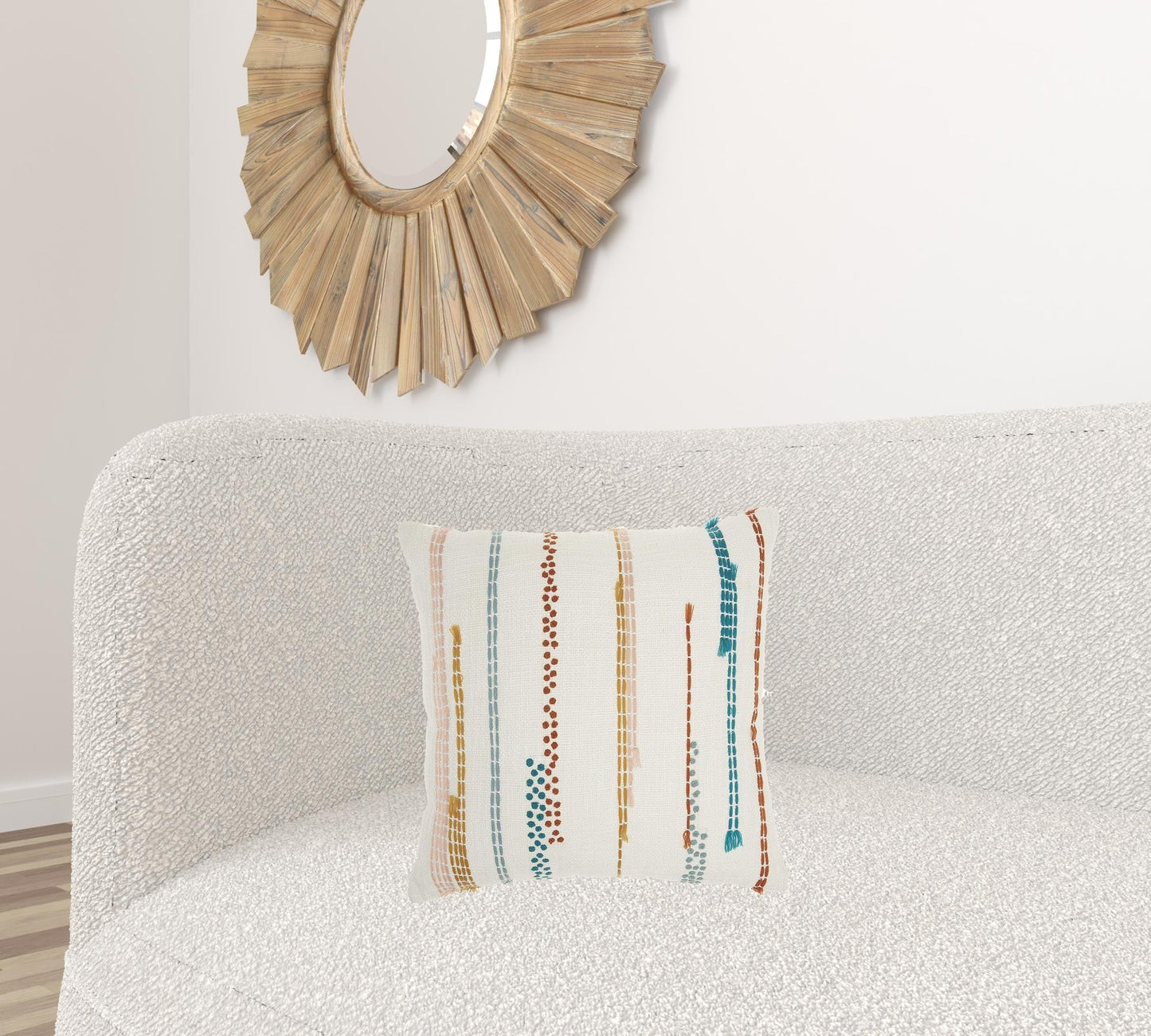 Multicolor Embroidered Stripe Throw Pillow FurniFindUSA