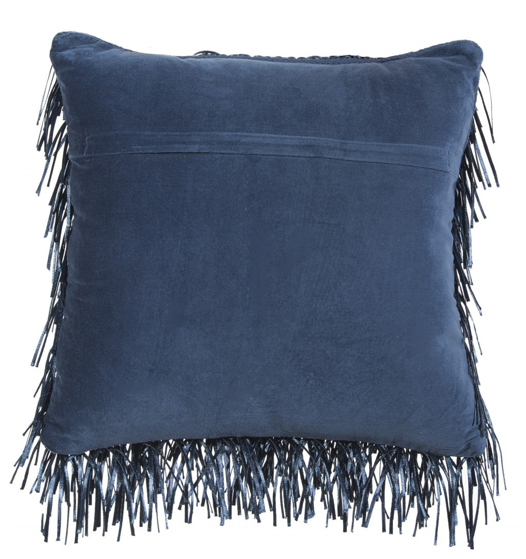 Unique Navy Blue Shag Accent Pillow FurniFindUSA