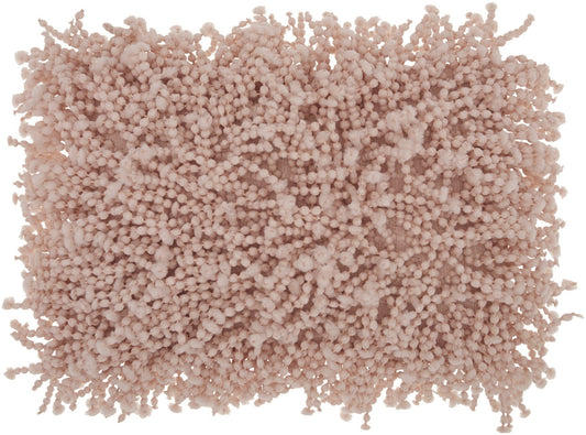 14" X 20" Pale Pink Shaggy Beads Lumbar Throw Pillow FurniFindUSA