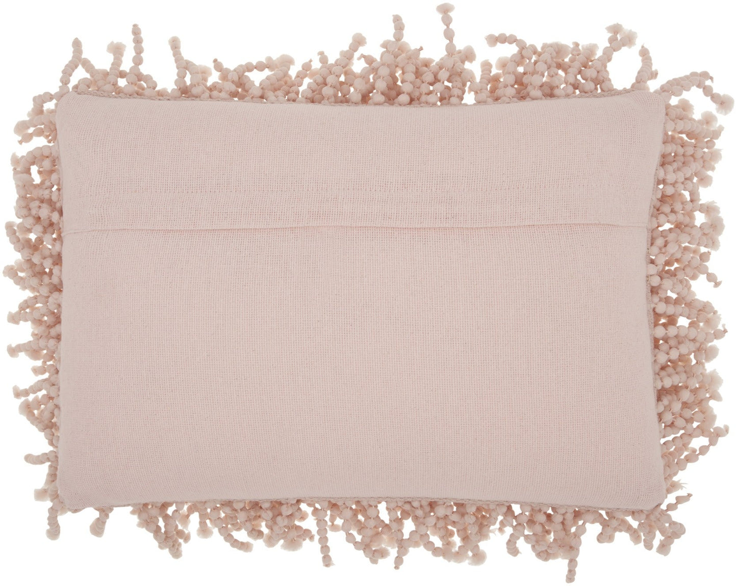 14" X 20" Pale Pink Shaggy Beads Lumbar Throw Pillow FurniFindUSA