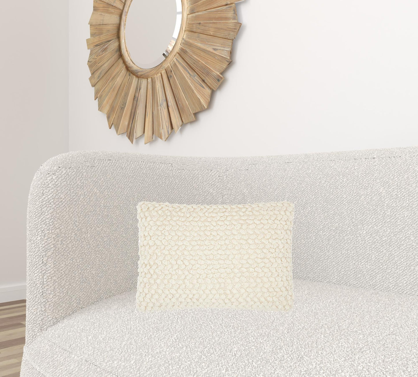 Off White Knotted Detail Lumbar Pillow FurniFindUSA