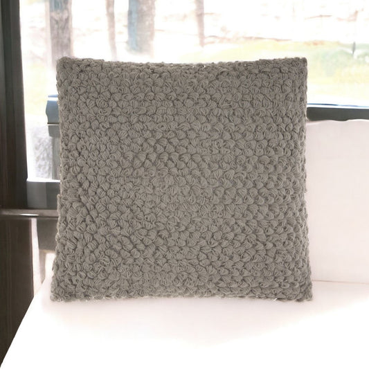 Curly Loops Light Gray Wool Cotton Blend Throw Pillow FurniFindUSA