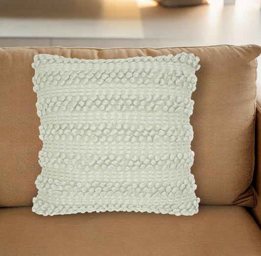 20" Mint Green Striped Throw Pillow With Texture FurniFindUSA