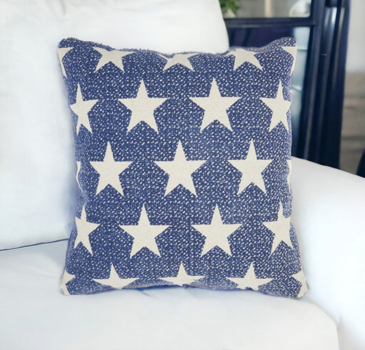 Navy Blue And Ivory Stars Throw Pillow FurniFindUSA