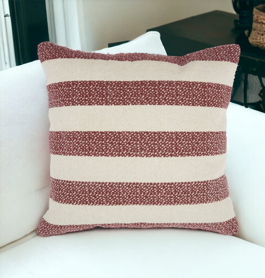 Red And Ivory Stripes Throw Pillow FurniFindUSA