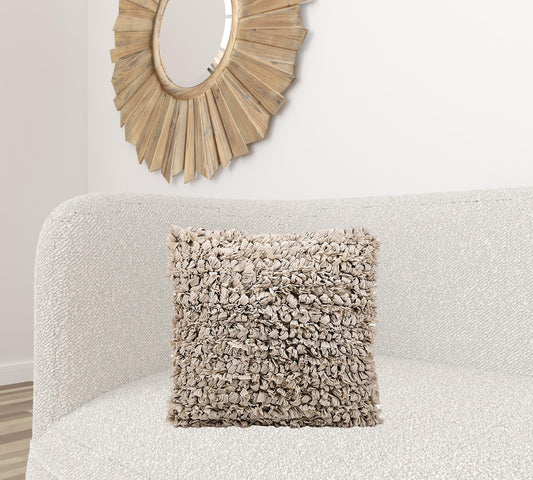 Loose Luscious Shag Light Gray Throw Pillow FurniFindUSA