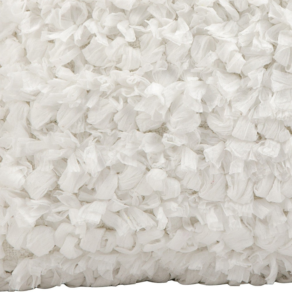 20" X 20" White Cotton Blend Textured Shag Throw Pillow FurniFindUSA