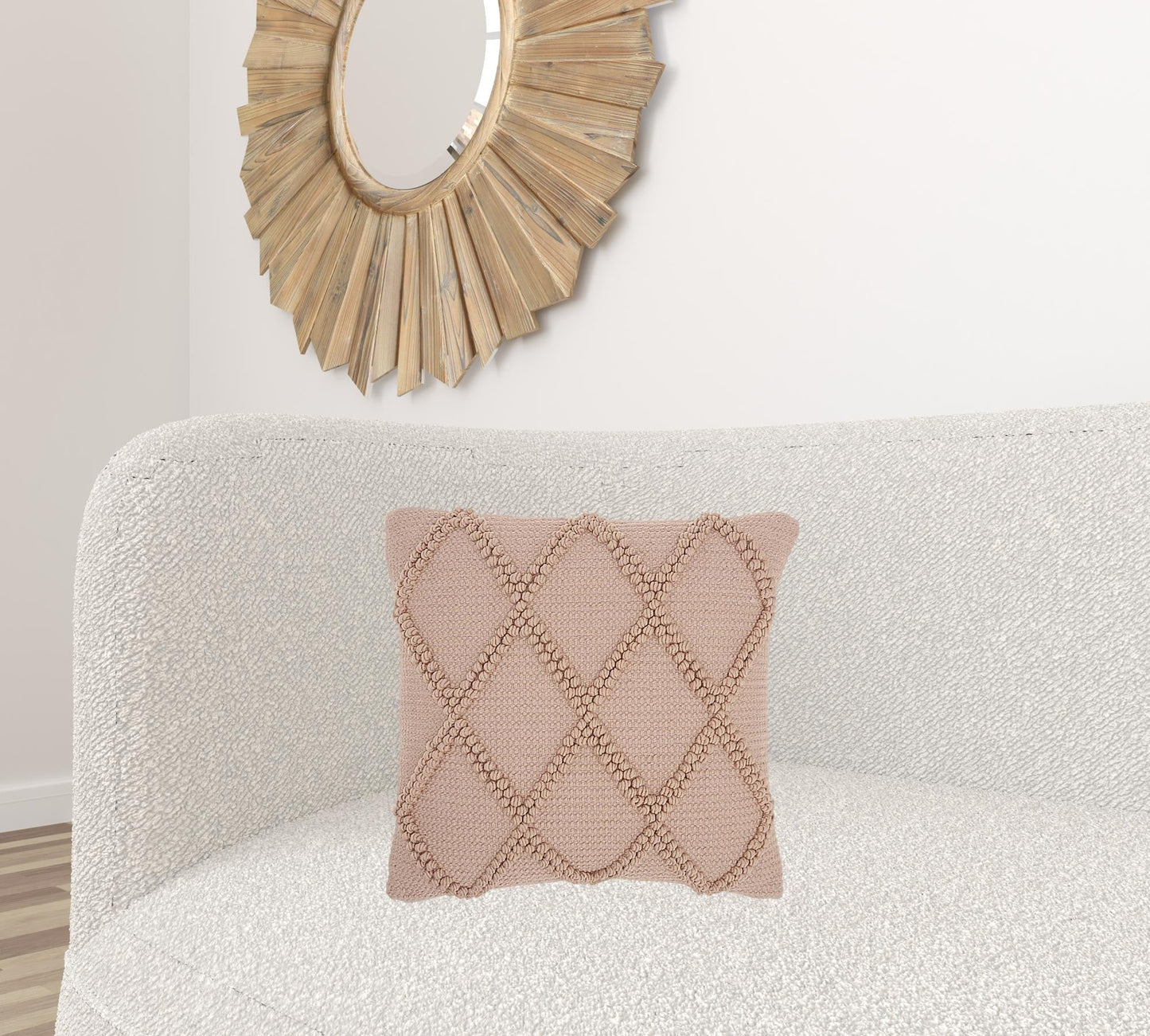 Blush Pink Textured Lattice Throw Pillow FurniFindUSA