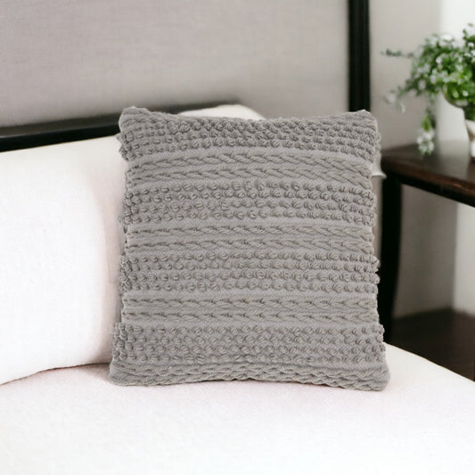 Light Gray Textured Dots And Stripes Throw Pillow FurniFindUSA