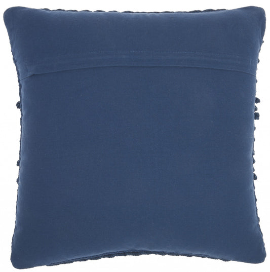 Navy Blue Textured Dots And Stripes Throw Pillow FurniFindUSA