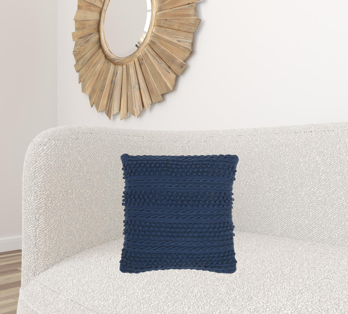 Navy Blue Textured Dots And Stripes Throw Pillow FurniFindUSA