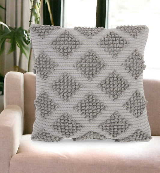 Light Gray Textured Diamonds Throw Pillow FurniFindUSA
