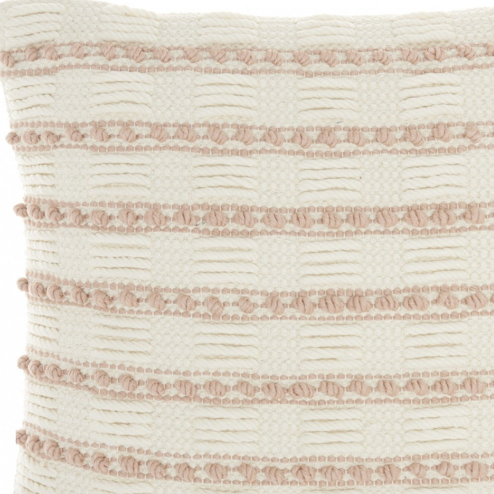 18" Blush Cotton Blend Throw Pillow FurniFindUSA