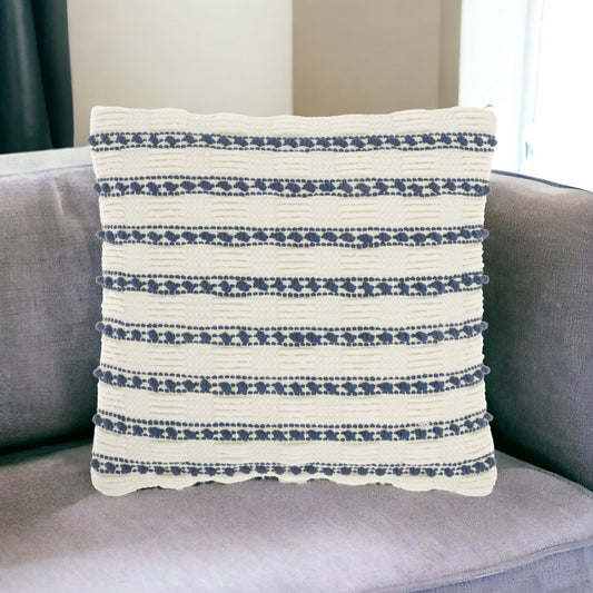 18" Navy Cotton Blend Throw Pillow FurniFindUSA