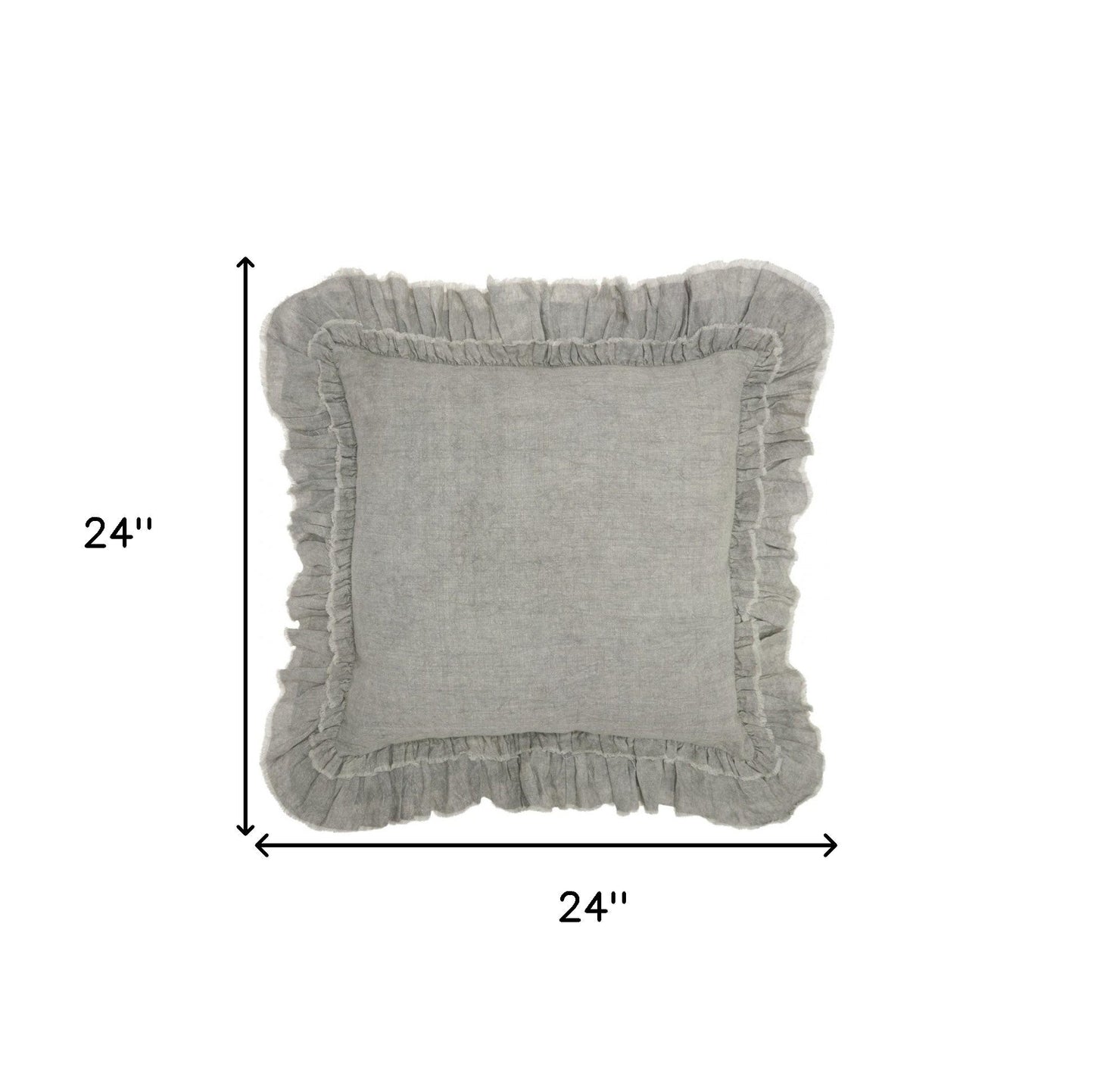 24" Light Gray Pillow With Ruffled Edges FurniFindUSA