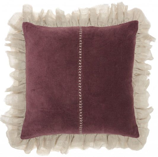 Wide Tasseled Marble Maroon Throw Pillow FurniFindUSA