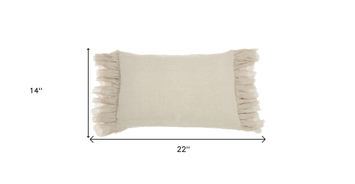 14" X 22" Steel Blue Pillow With Tassels Edges FurniFindUSA