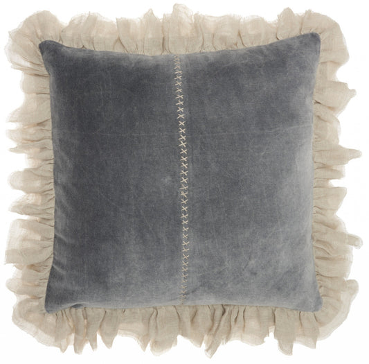 Wide Tasseled Marble Steel Blue Throw Pillow FurniFindUSA