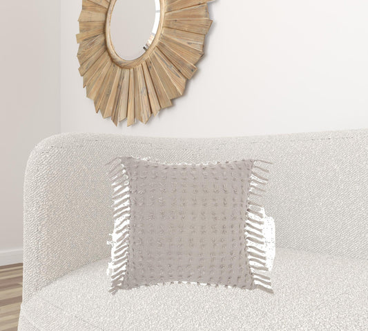 Tassel Detailed Gray Throw Pillow FurniFindUSA