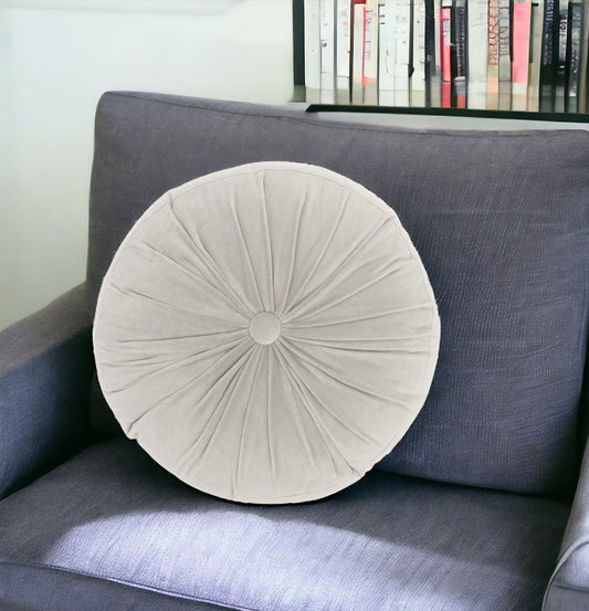 16" X 16" Light Gray Round Velvet Throw Pillow FurniFindUSA