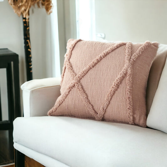 Boho Chic Blush Textured Lines Throw Pillow FurniFindUSA