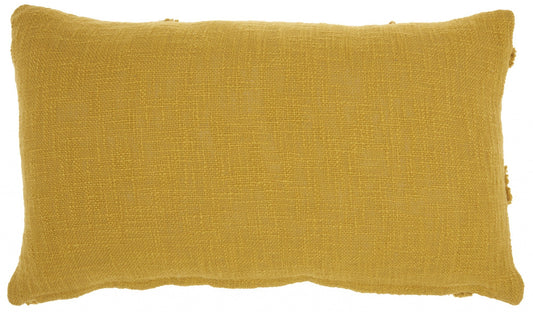 Dark Mustard Abstract Shaggy Detail Lumbar Pillow FurniFindUSA