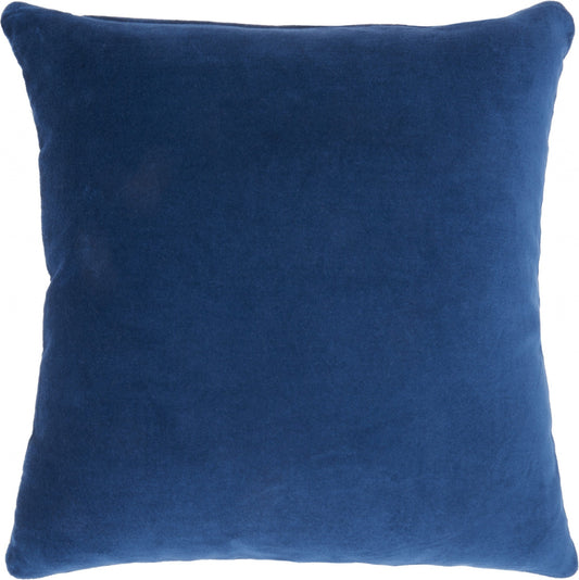 16" Navy and Ivory Velvet Throw Pillow FurniFindUSA