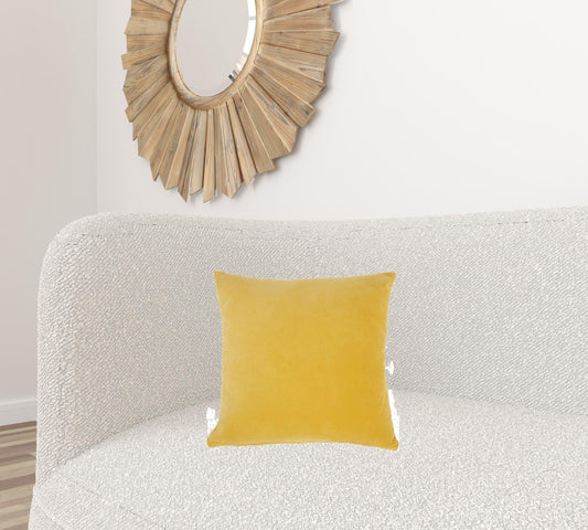 16" X 16" Yellow Solid Color Velvet Throw Pillow FurniFindUSA