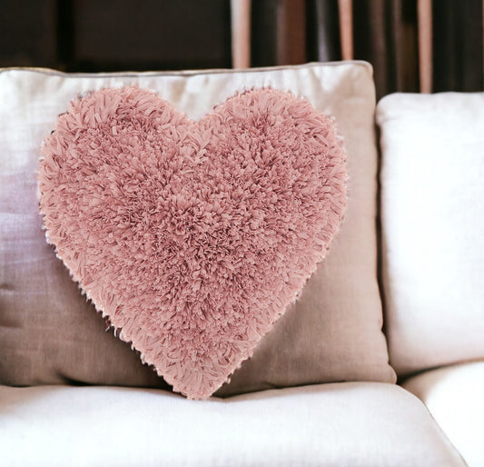 Heart Shaped Rose Shag Accent Pillow FurniFindUSA