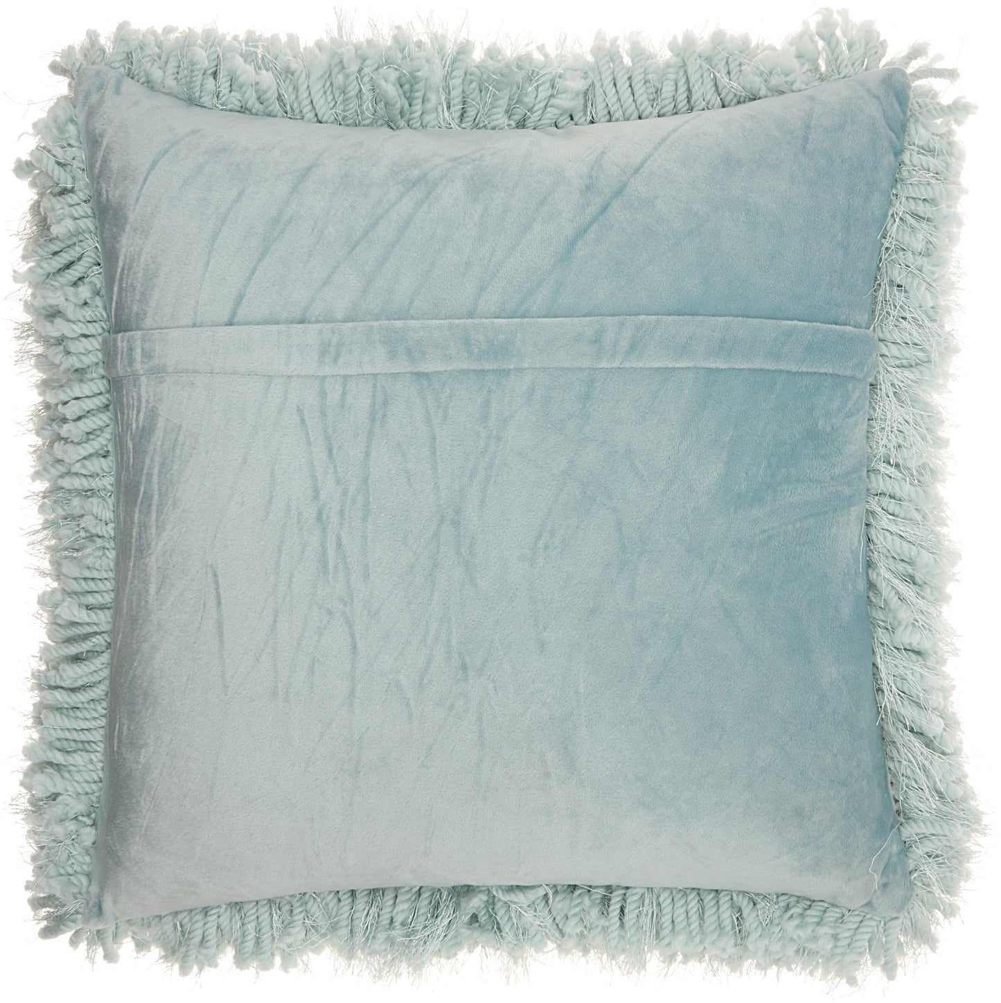 Fluffy Celadon Blue Shag Accent Throw Pillow FurniFindUSA