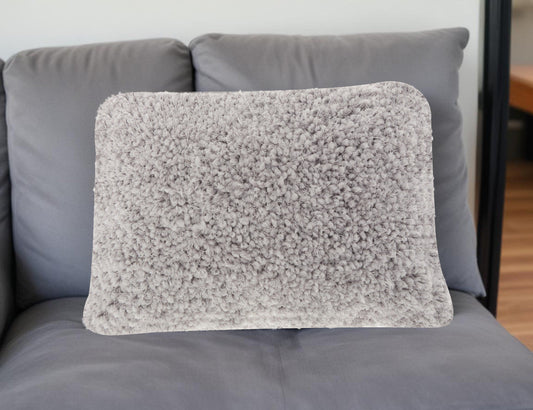 Pale Gray Knubby Plush Lumbar Throw Pillow FurniFindUSA